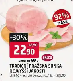 Trefa LE & CO TRADIČNÍ PRAŽSKÁ ŠUNKA NEJVYŠŠÍ JAKOSTI nabídka