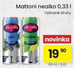 Kubík potraviny Mattoni nealko nabídka