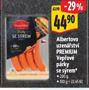 Albert Albertovo uzenářství Premium Vepřové párky se sýrem nabídka