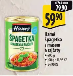 Albert Hamé Špagetka s masem a rajčaty nabídka