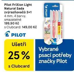 Tesco Pilot Frixion Light Natural Sada zvýrazňovačů 3+1 4 mm, 4 barvy. smazatelné nabídka