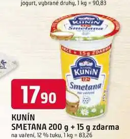 Trefa KUNÍN SMETANA 200 g + 15 g zdarma na vaření, 12 % tuku nabídka