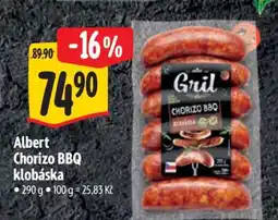 Albert Albert Chorizo BBQ klobáska nabídka