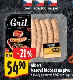 Albert Albert Masová klobása na pivu nabídka