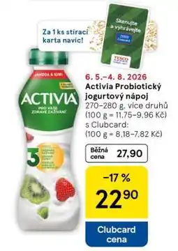 Tesco Activia Probiotický jogurtový nápoj nabídka