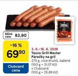 Tesco Tesco Grill Master Párečky na gril nabídka