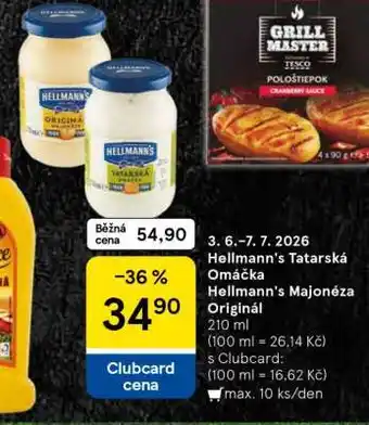 Tesco Hellmann's Tatarská omáčka Hellmann's Majonéza originál nabídka