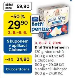 Tesco Král Sýrů Hermelín nabídka