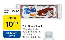 Tesco Zott Monte Snack nabídka