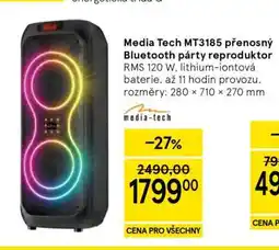 Tesco Media Tech MT3185 přenosný Bluetooth párty reproduktor nabídka