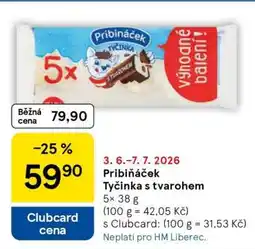Tesco Pribináček Tyčinka s tvarohem nabídka