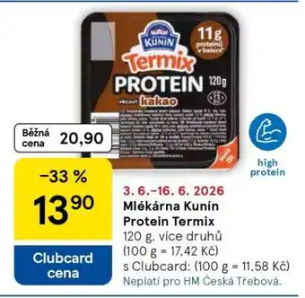 Tesco Mlékárna Kunín Protein Termix nabídka