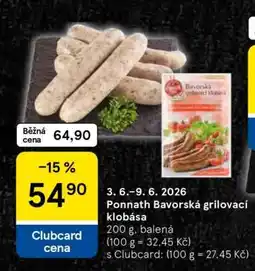 Tesco Ponnath Bavorská grilovací klobása nabídka