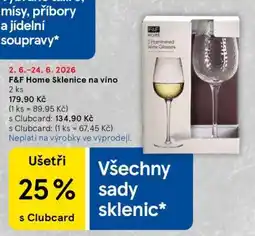 Tesco F&F Home Sklenice na víno nabídka