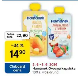 Tesco Hamánek ovocná kapsička nabídka