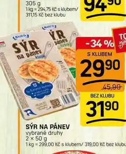 Flop SÝR NA PÁNEV vybrané druhy nabídka
