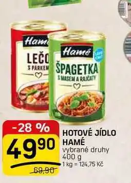 Flop HOTOVÉ JÍDLO HAMÉ vybrané druhy nabídka