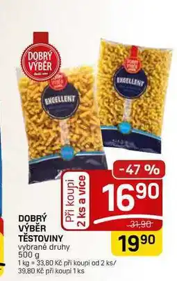 Flop DOBRÝ VÝBĚR TĚSTOVINY vybrané druhy nabídka