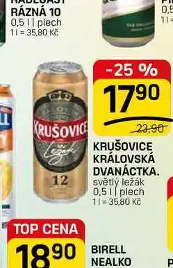 Flop KRUŠOVICE KRÁLOVSKÁ DVANÁCTKA světlý ležák 0,5l, plech nabídka