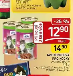 Flop AVE KONZERVA PRO KOČKY vybrané druhy nabídka