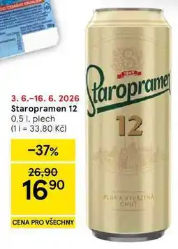 Tesco Staropramen 12, 0.5 l, plech nabídka