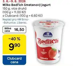 Tesco Milko Bedřich Smetanový jogurt, 150 g, více druhů nabídka