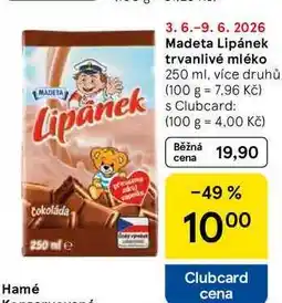 Tesco Madeta Lipánek trvanlivé mléko, 250 ml, více druhů nabídka