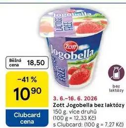 Tesco Zott Jogobella bez laktózy, 150 g, více druhů nabídka