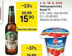 Tesco Velkopopovický Kozel 11, 0.5 l, sklo, více druhů nabídka