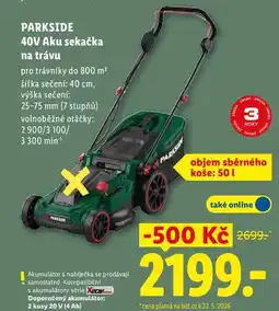 Lidl PARKSIDE 40V Aku sekačka na trávu nabídka