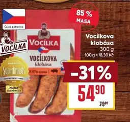 Billa Vocílkova klobása nabídka