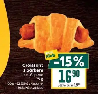 Billa Croissant s párkem nabídka