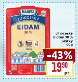 Billa Jihočeský Eidam 30 % Plátky 100 g nabídka