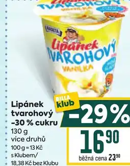 Billa Lipánek tvarohový -30% cukru nabídka