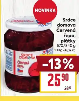 Billa Srdce domova Červená řepa,platky nabídka