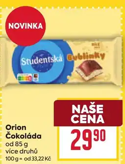 Billa Orion Čokoláda nabídka
