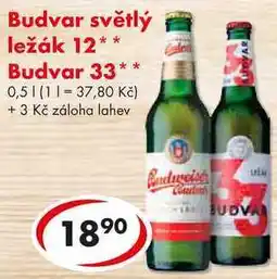 CBA Budvar světlý ležák 12** Budvar 33*, 0,5 nabídka