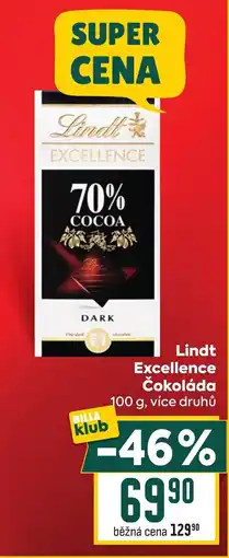 Billa Lindt Excellence Čokoláda nabídka