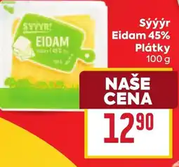 Billa Sýýýr Eidam 45% Plátky nabídka