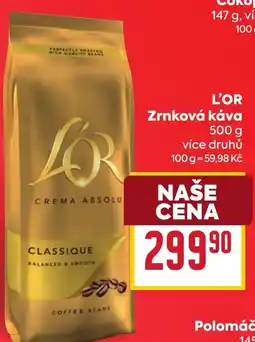 Billa L'OR Zrnková káva nabídka
