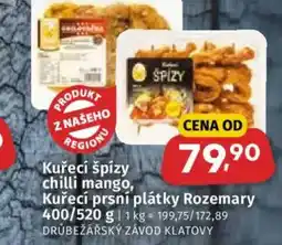 Coop Kuřecí špízy chilli mango, Kuřecí prsní plátky Rozemary nabídka