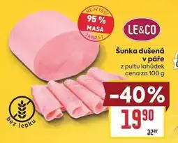 Billa Šunka dušená v páře z pultu lahůdek cena za nabídka