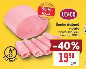 Billa Šunka dušená v páře z pultu lahůdek cena za nabídka