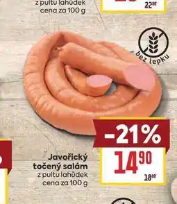 Billa Javořický točený salám z pultu lahůdek cena za nabídka