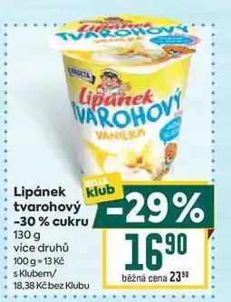 Billa Lipánek tvarohový-29% -30% cukru nabídka