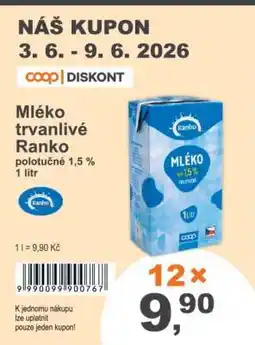 COOP DISKONT Mléko trvanlivé Ranko nabídka