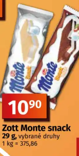 COOP TIP Zott Monte snack nabídka