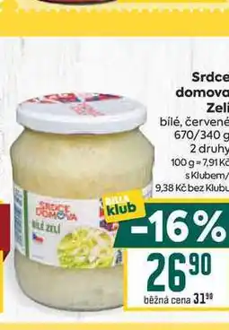 Billa Srdce domova Zeli bílé, červené 670/340 g nabídka