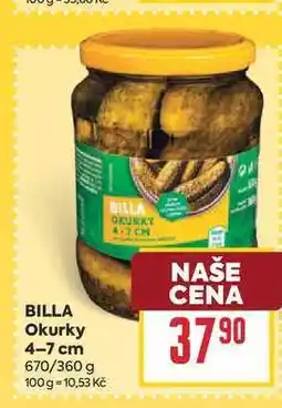 Billa BILLA Okurky 4-7 cm 670/360 g nabídka