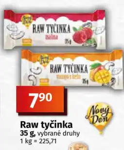 COOP TIP Raw tyčinka nabídka